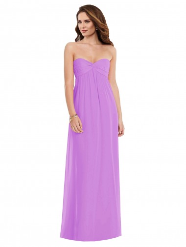 Sleeveless Sweetheart Soft Chiffon Violet Long Semi Formal Evening Dress Canada for Sale