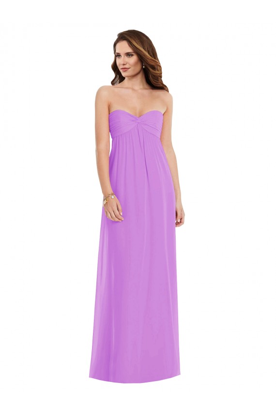 Sleeveless Sweetheart Soft Chiffon Violet Long Semi Formal Evening Dress Canada for Sale