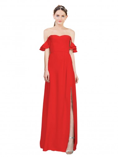Sleeveless Sweetheart Stretch Crepe Red Long Formal Evening Dress Canada for Sale