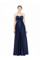 Sleeveless Sweetheart Stretch Satin Dark Navy Long Black Tie Evening Dress Canada for Sale
