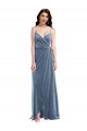 Sleeveless Sweetheart Stretch Velvet Dusty Blue Long Semi Formal Evening Dress Canada for Sale