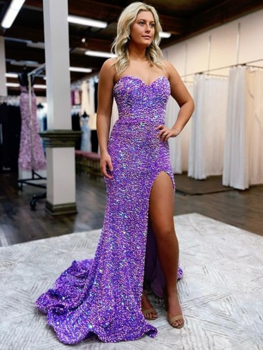 Sleeveless Sweetheart Velvet Sequin Lavender Court Train Homecoming Dress Canada for Sale