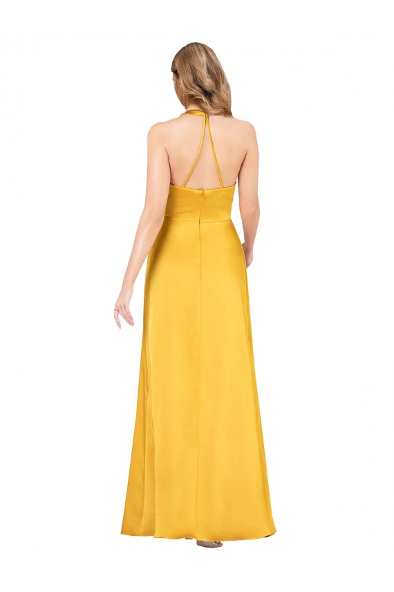 Sleeveless V-Neck Silky Satin Long Formal Dress Canada for Sale