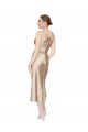 Sleeveless V-Neck Silky Satin Midi Length Formal Evening Dress Canada for Sale