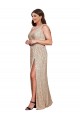 Sleeveless V-Neck Sequin Gold Long Black Tie Plus Size Evening Dress Canada for Sale