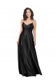 Sleeveless V-Neck Silky Satin Black Long Formal Dress Canada for Sale