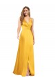 Sleeveless V-Neck Silky Satin Long Formal Dress Canada for Sale