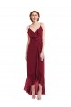 Sleeveless V-Neck Soft Chiffon Burgundy Long High Low Evening Dress Canada for Sale