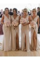 Sleeveless V-Neck Soft Chiffon Champagne Long Evening Dress Canada for Sale