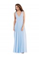 Sleeveless V-Neck Soft Chiffon Light Sky Blue Long Semi Formal Evening Dress Canada for Sale