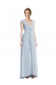 Sleeveless V-Neck Soft Chiffon Sea Glass Long Black Tie Evening Dress Canada for Sale