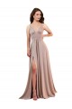 Sleeveless V-Neck Spandex Dusty Pink Long Black Tie Evening Dress Canada for Sale