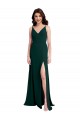 Sleeveless V-Neck Stretch Crepe Midnight Green Long Formal Evening Dress Canada for Sale