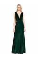 Sleeveless V-Neck Stretch Velvet Dark Green Long Evening Gown Canada for Sale