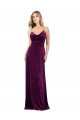 Sleeveless V-Neck Stretch Velvet Grape Long Formal Evening Dress Canada for Sale