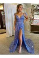 Sleeveless V-Neck Velvet Sequin Court Train Evening Dress Canada for Sale