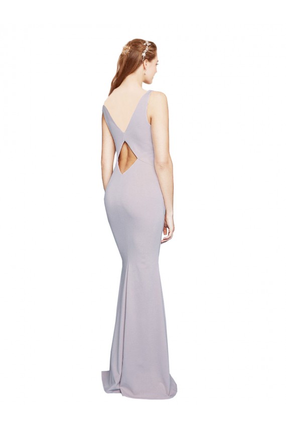Sleeveless V-Neck Stretch Crepe Arctic Lilac Long Formal Evening Dress Canada for Sale