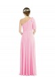 Sleeveless One Shoulder Soft Chiffon Barely Pink Long Semi Formal Evening Dress Canada for Sale
