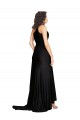 Sleeveless One Shoulder Silky Satin Black Long Black Tie Evening Dress Canada for Sale