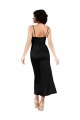 Sleeveless Cowl Neck Silky Satin Black Tea Length Formal Evening Dress Canada for Sale
