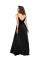 Sleeveless V-Neck Silky Satin Black Long High Low Evening Dress Canada for Sale