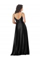 Sleeveless V-Neck Silky Satin Black Long Formal Dress Canada for Sale
