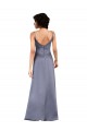 Sleeveless V-Neck Silky Satin Black Column Long Formal Evening Dress Canada for Sale