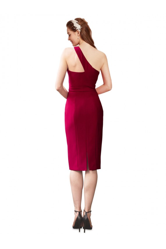 Sleeveless One Shoulder Stretch Crepe Black Cocktail Length Formal Evening Dress Canada for Sale