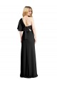 Flutter Sleeves One Shoulder Stretch Crepe Black Long Formal Evening Dress Canada for Sale