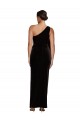 Sleeveless One Shoulder Stretch Velvet Black Long Formal Evening Dress Canada for Sale
