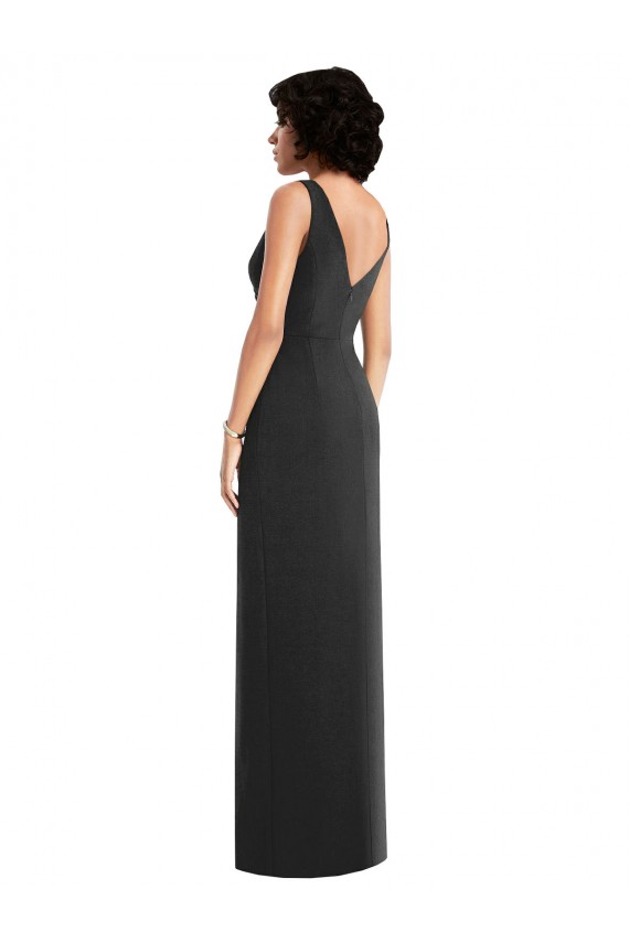 Sleeveless V-Neck Spandex Black Sheath Long Formal Evening Dress Canada for Sale