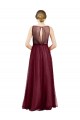 Sleeveless Boat Neck Tulle Burgundy Long Semi Formal Evening Dress Canada for Sale