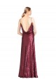 Sleeveless High Neck Sequin Burgundy Long Formal Evening Dress Canada for Sale