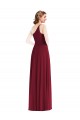 Sleeveless One Shoulder Soft Chiffon Burgundy Long Semi Formal Evening Dress Canada for Sale