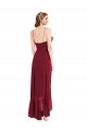 Sleeveless V-Neck Soft Chiffon Burgundy Long High Low Evening Dress Canada for Sale