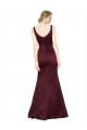 Sleeveless V-Neck Satin Burgundy Long Black Tie Evening Dress Canada for Sale