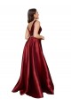 Sleeveless V-Neck Satin Burgundy Long Formal Plus Size Evening Dress Canada for Sale