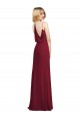 Sleeveless V-Neck Soft Chiffon Burgundy Long Formal Dress Canada for Sale