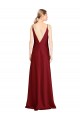 Sleeveless V-Neck Stretch Satin Burgundy Long Black Tie Evening Dress Canada for Sale