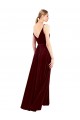 Sleeveless V-Neck Stretch Velvet Burgundy Long Evening Dress Canada for Sale