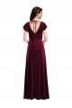 Flutter Sleeves V-Neck Stretch Velvet Burgundy Long Semi Formal Evening Dress Canada for Sale