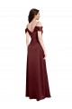 Sleeveless V-Neck Stretch Satin Burgundy Gold Long Formal Dress Canada for Sale