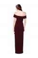 Sleeveless Off the Shoulder Stretch Crepe Burgundy Gold Long Formal Evening Dress Canada for Sale