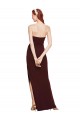 Sleeveless Strapless Stretch Crepe Burgundy Gold Long Formal Evening Dress Canada for Sale
