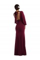 Long Sleeves Bateau Neck Stretch Crepe Burgundy Gold Long Formal Evening Dress Canada for Sale