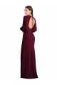 Puff Sleeves Bateau Neck Stretch Crepe Burgundy Gold Long Formal Dress Canada for Sale