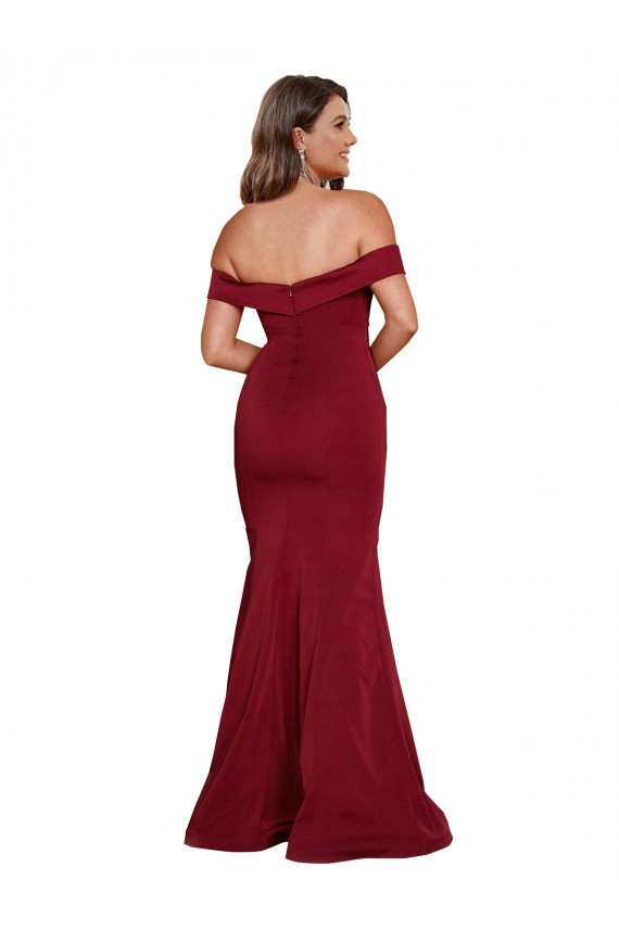 Sleeveless Off the Shoulder Spandex Burgundy Long Formal Plus Size Evening Dress Canada for Sale