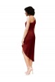 Sleeveless One Shoulder Stretch Satin Burgundy Midi Length Black Tie Evening Dress Canada for Sale