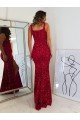 Sleeveless Square Neck Velvet Sequin Burgundy Long Evening Dress Canada for Sale