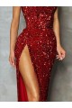 Sleeveless Strapless Velvet Sequin Burgundy Long Evening Dress Canada for Sale
